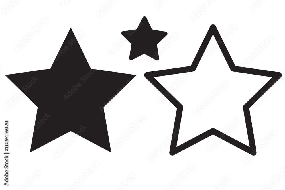 Star simple icons set designed in filled, outline, line and stroke style Star simple icons set designed in filled, outline, line and stroke style