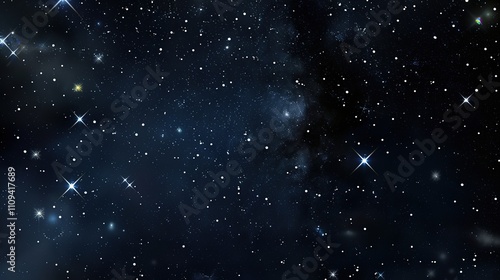 Panorama with many stars in sky