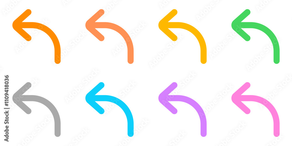 Fototapeta premium Vector turn left arrow chevron icon. Black, white background. Perfect for app and web interfaces, infographics, presentations, marketing, etc.