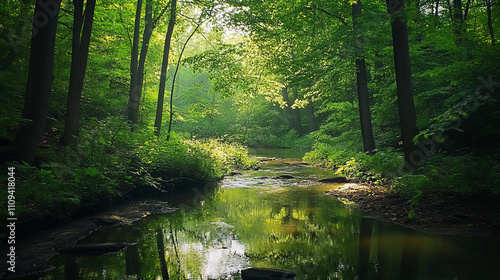 river in the forest, stream in the forest