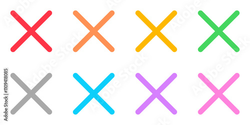 Vector cross multiply close remove mark icon. Black, white background. Perfect for app and web interfaces, infographics, presentations, marketing, etc.