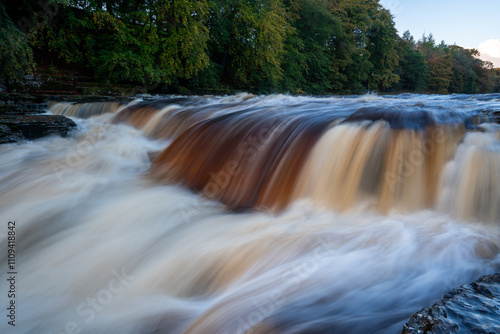 Long exposure close up of famous series of cascades in Yorkshire Dales
