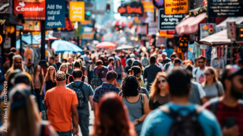 Wallpaper Mural Diverse crowd walking down street at beef summer festival Torontodigital.ca