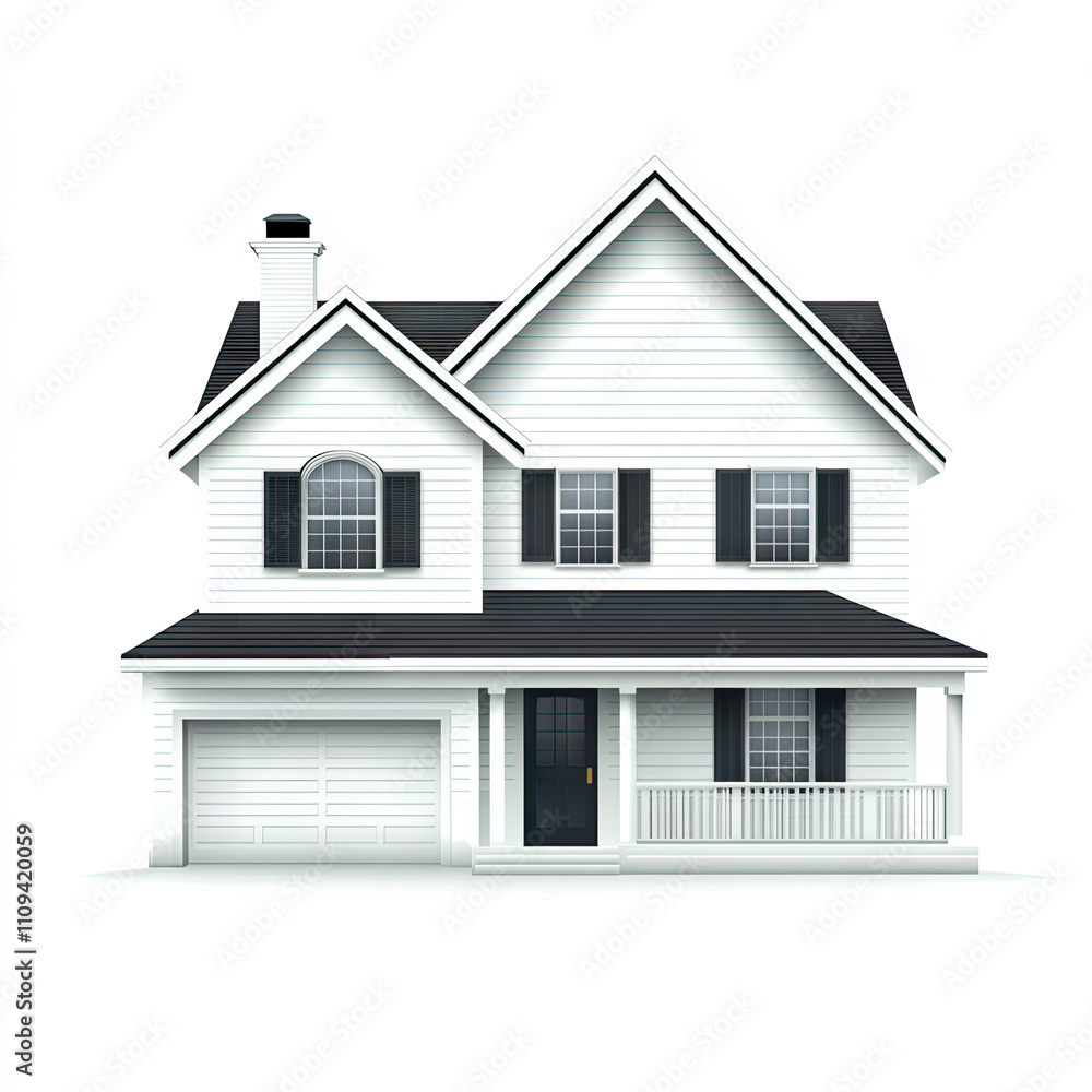 A simple vector icon of an American-style two-story house A simple vector icon of an American-style two-story house