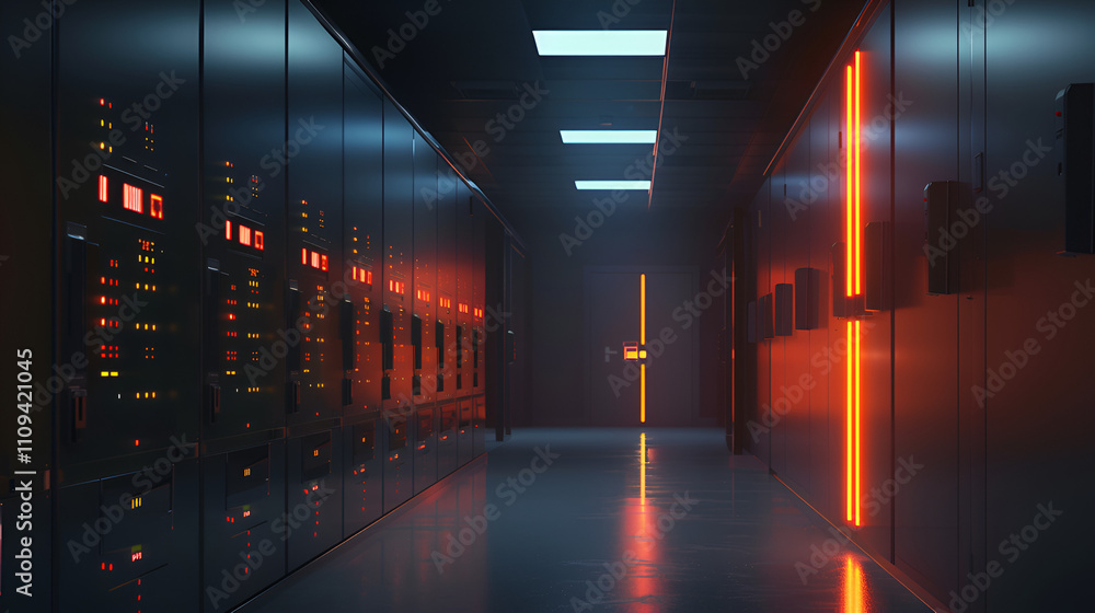 Fototapeta premium Illuminated server room panel