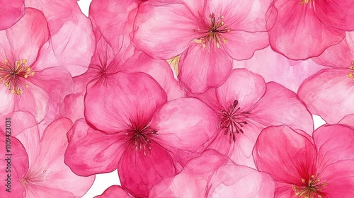 Seamless pattern of delicate pink watercolor flowers perfect for creating vibrant backgrounds