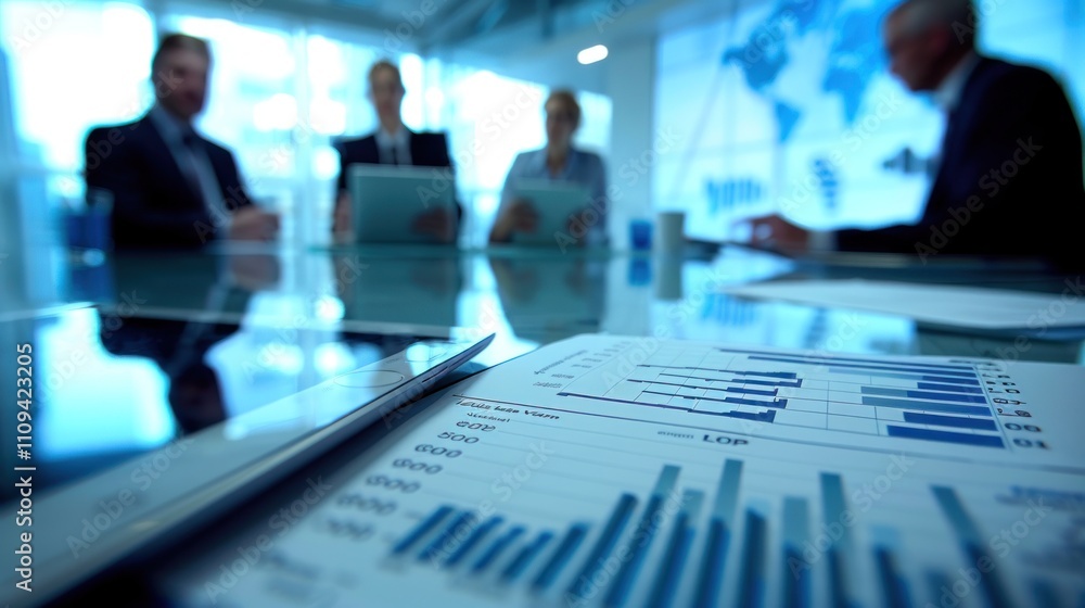 Business meeting, financial reports, data analysis, strategy, team. Business meeting, financial reports, data analysis, strategy, team.