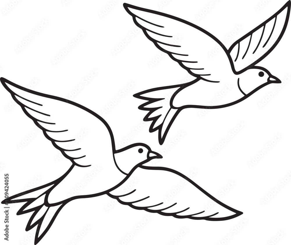 Fototapeta premium dove flying birds in the sky isolate white background, flying birds icon