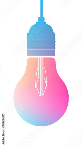 A simple light bulb icon with gradients of pastel pink and blue, representing creativity and inspiration