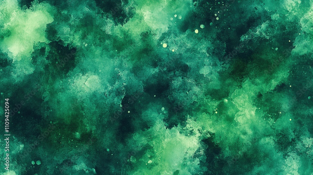 Fototapeta premium Abstract seamless pattern of vibrant green tie dye washes featuring paintbrush drops and aquarelle textures ideal for textile design wallpapers and creative projects