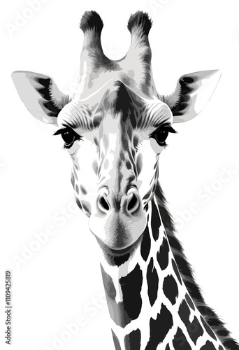 Giraffe Vector Graphic Art Portrait Animal Spirit Nature Wildife photo