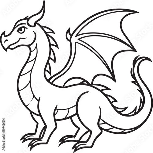 dragon outline silhouette vector art graphic resources silhourtte vector style, white background