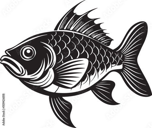 Coral big fish silhouette art isolate white background, fish icon, fish art