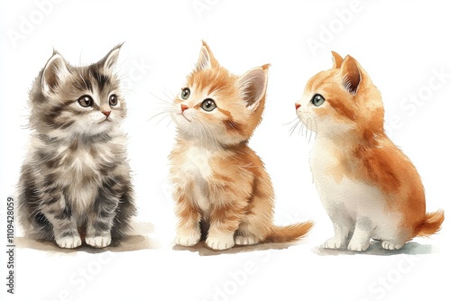 Wallpaper Mural Three adorable kittens sitting together, showcasing their playful and curious nature. Torontodigital.ca