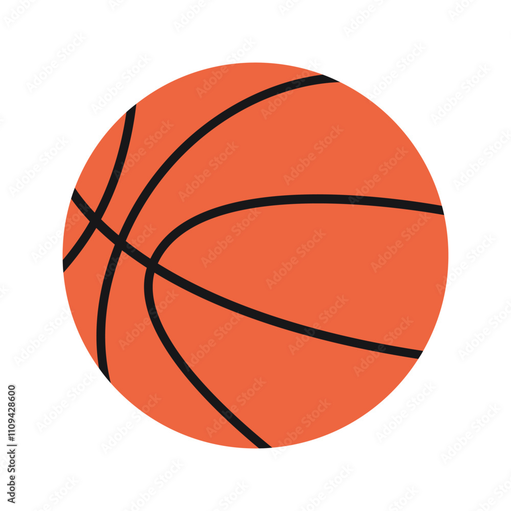 Fototapeta premium Orange basketball ball. Vector illustration isolated on white background, hand drawn, flat design