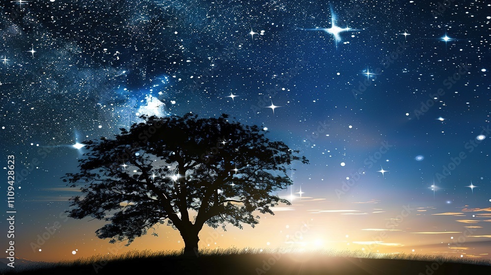 Night sky with stars and galaxy in outer Night sky with stars and galaxy in outer