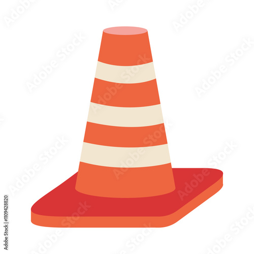 Road, Traffic cone. Cone for sports Vector illustration isolated on white background, hand drawn, flat design