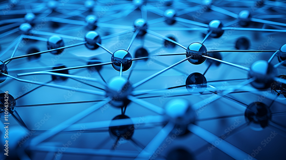A network connection is shown in blue. A network connection is shown in blue.