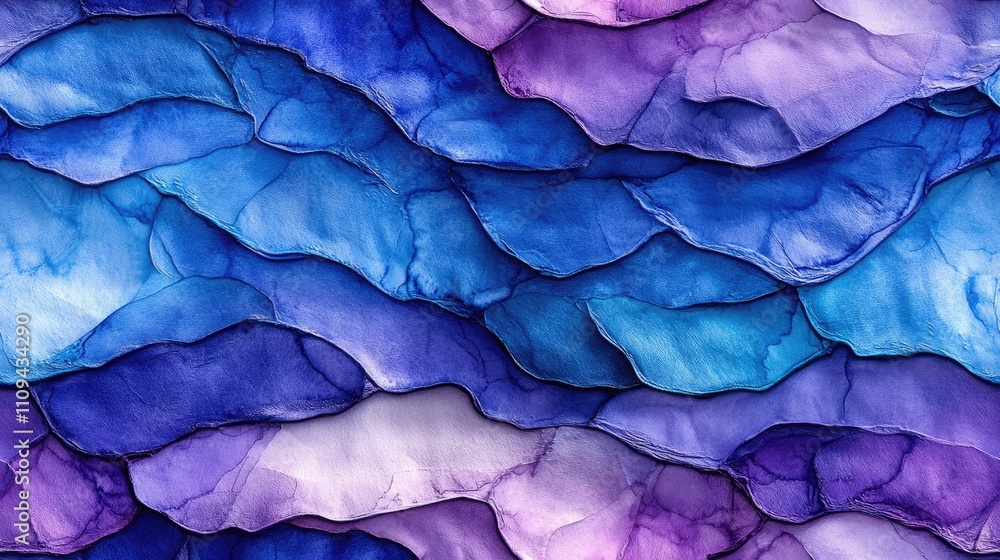 Vibrant blue and purple tiedye print with wrinkled texture creative watercolor design for modern craft and interior decor Vibrant blue and purple tiedye print with wrinkled texture creative watercolor design for modern craft and interior decor