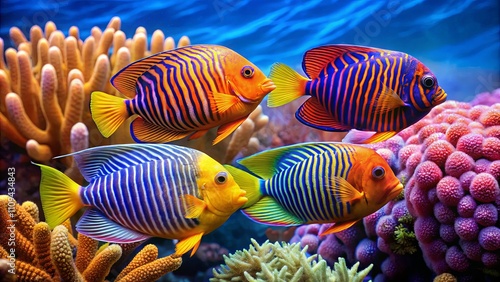 Colorful Tropical Fish in Coral Reef Scene