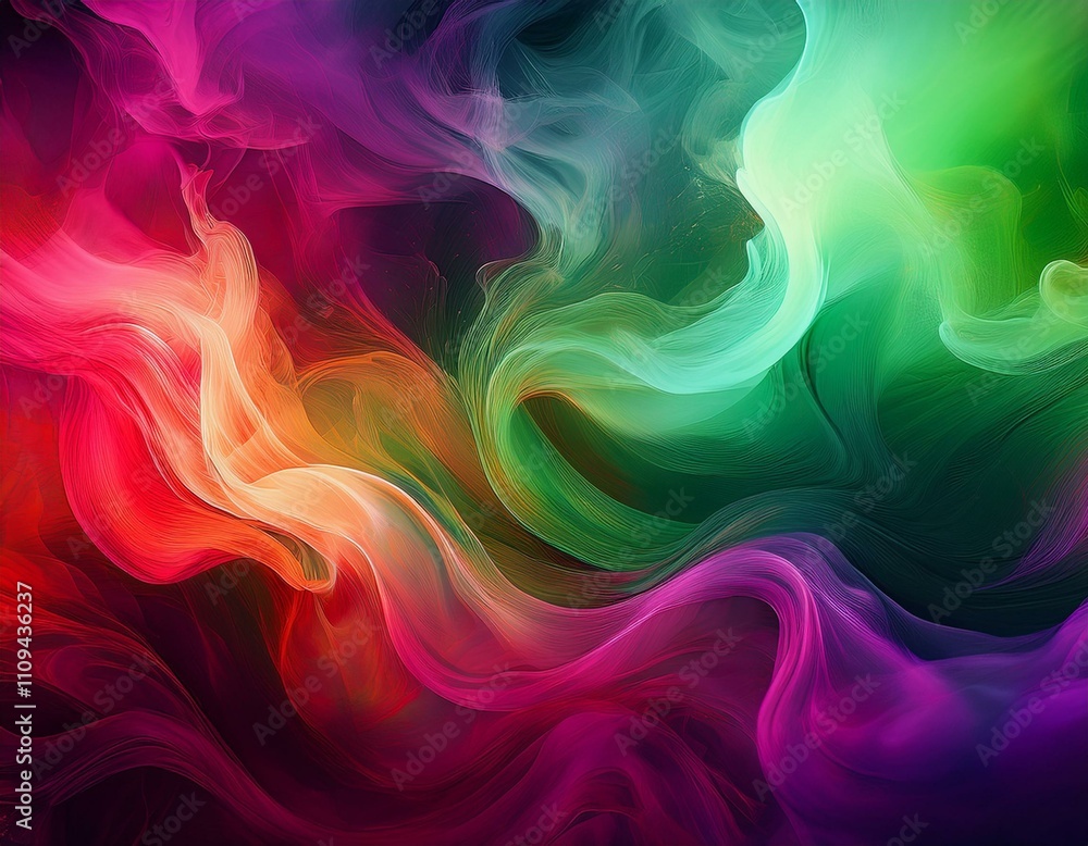 vibrant smoky abstract background blending green, red, and purple hues with flowing textures, perfect for artistic and dynamic visuals vibrant smoky abstract background blending green, red, and purple hues with flowing textures, perfect for artistic and dynamic visuals