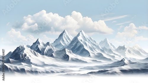 Wallpaper Mural An lonely scene of snow mountains on a clear or white background By Luckygraphics Torontodigital.ca