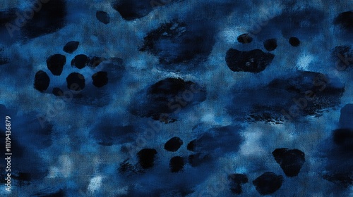 Fototapeta Naklejka Na Ścianę i Meble -  Seamless indigo blue animal print pattern on fabric artistic and abstract design for textile applications