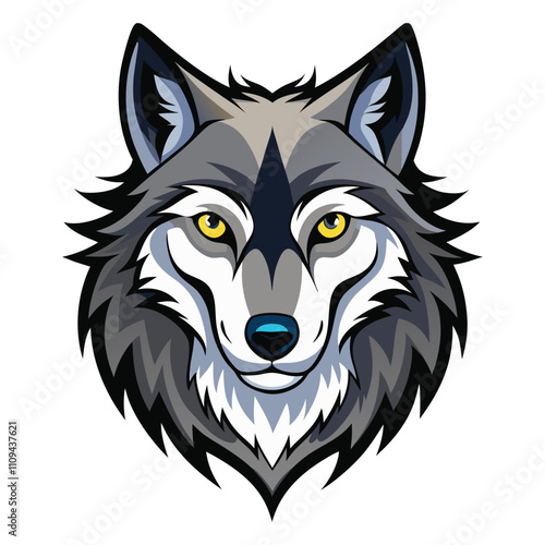 a wolf head on white background