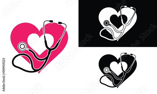 Heart and Stethoscope vector illustration on white backgound