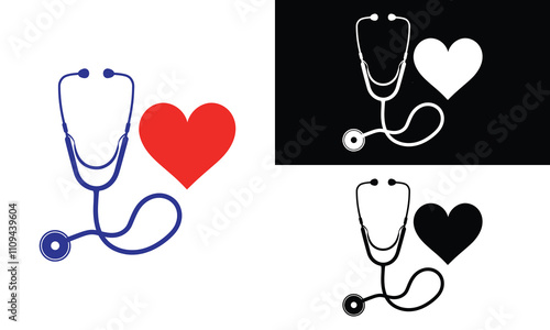 Heart and Stethoscope vector illustration on white backgound