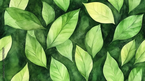 Wallpaper Mural Hand painted watercolor botanical leaves in a seamless green pattern ideal for fabric design and home decor Torontodigital.ca