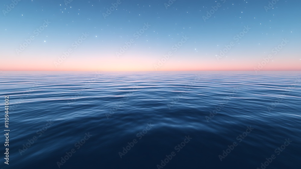 Obraz premium A serene ocean view at sunset, showcasing calm waters and a gradient sky.