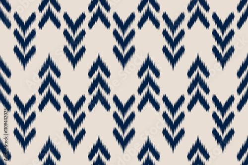 Ikat seamless pattern, geometric design, motif ethnic handmade, Ikat ethnic tribal, boho colors seamless wallpaper. Ethnic Ikat abstract background art.Design for carpet, mat, wallpaper, clothing