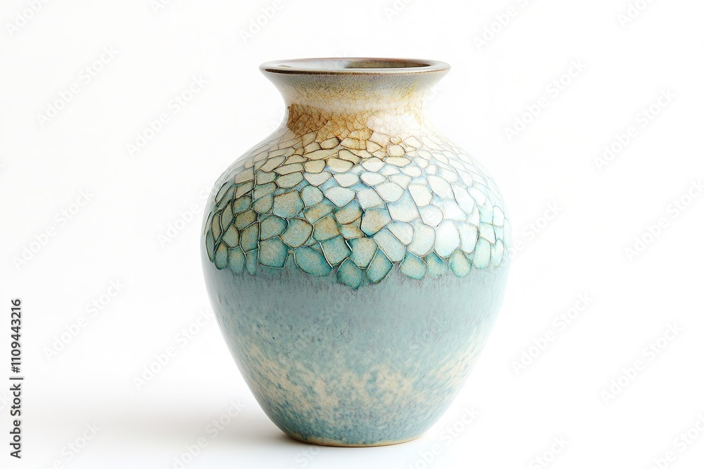 Handcrafted blue ceramic vase with unique crackle glaze Handcrafted blue ceramic vase with unique crackle glaze