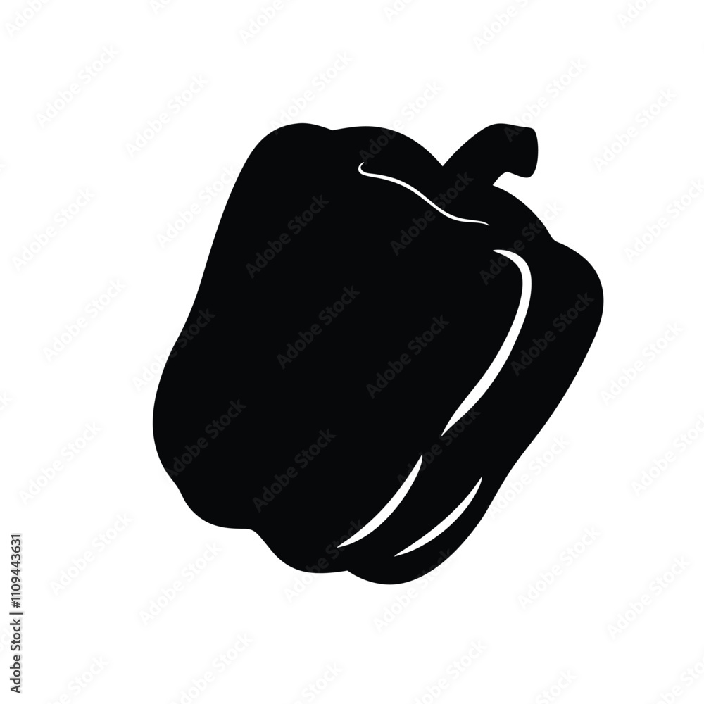 Fototapeta premium A black pepper is shown in the image. It is a small pepper with a stem. The pepper is cut in half and is placed on a white background