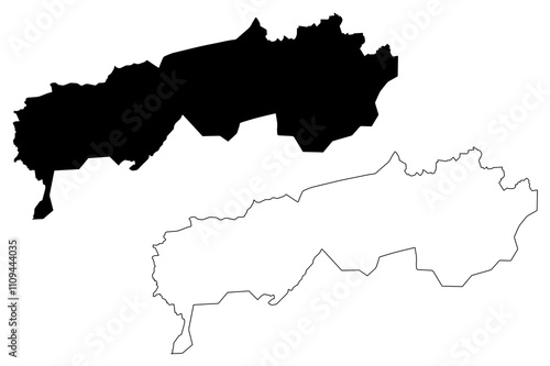 Districts of Republican Subordination (Republic of Tajikistan, Regions of Tajikistan) map vector illustration, scribble sketch Republican Subordination map
