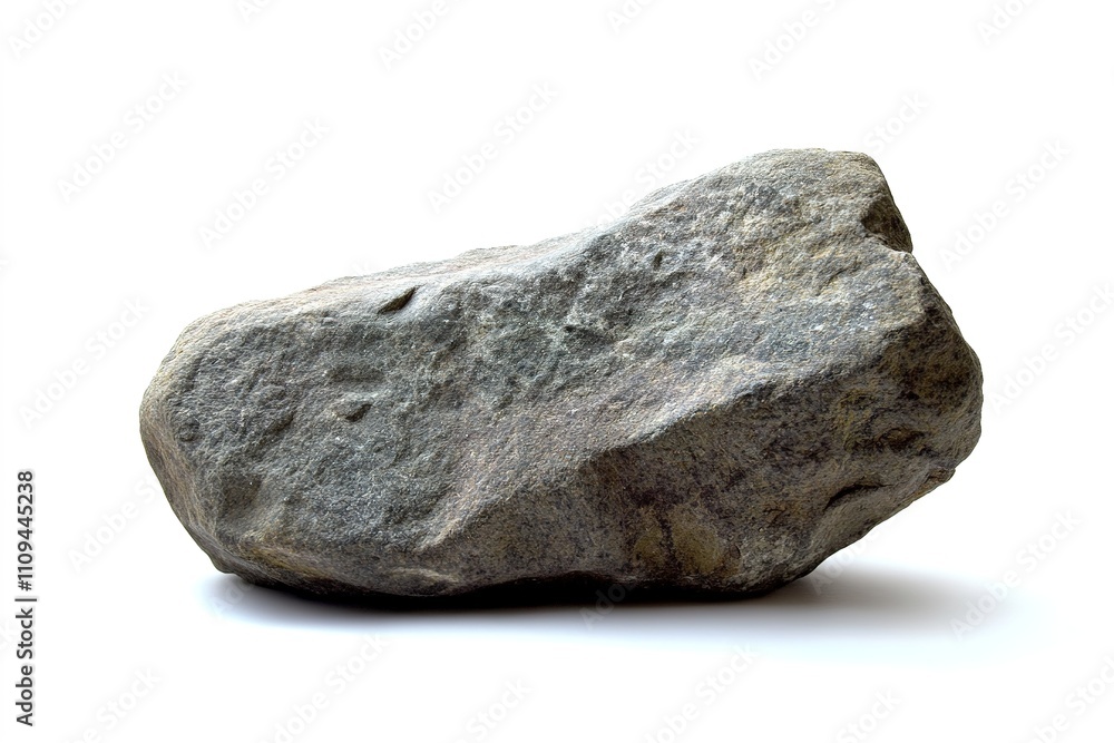 Fototapeta premium Single gray rock isolated on white background with shadows