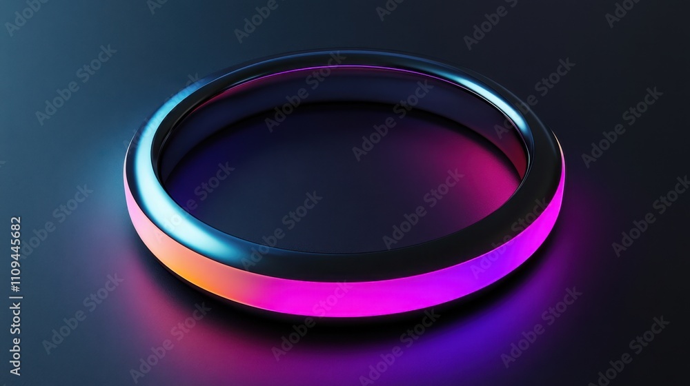 Vibrant Neon Ring with Smooth Surface and Soft Glow Effects Vibrant Neon Ring with Smooth Surface and Soft Glow Effects