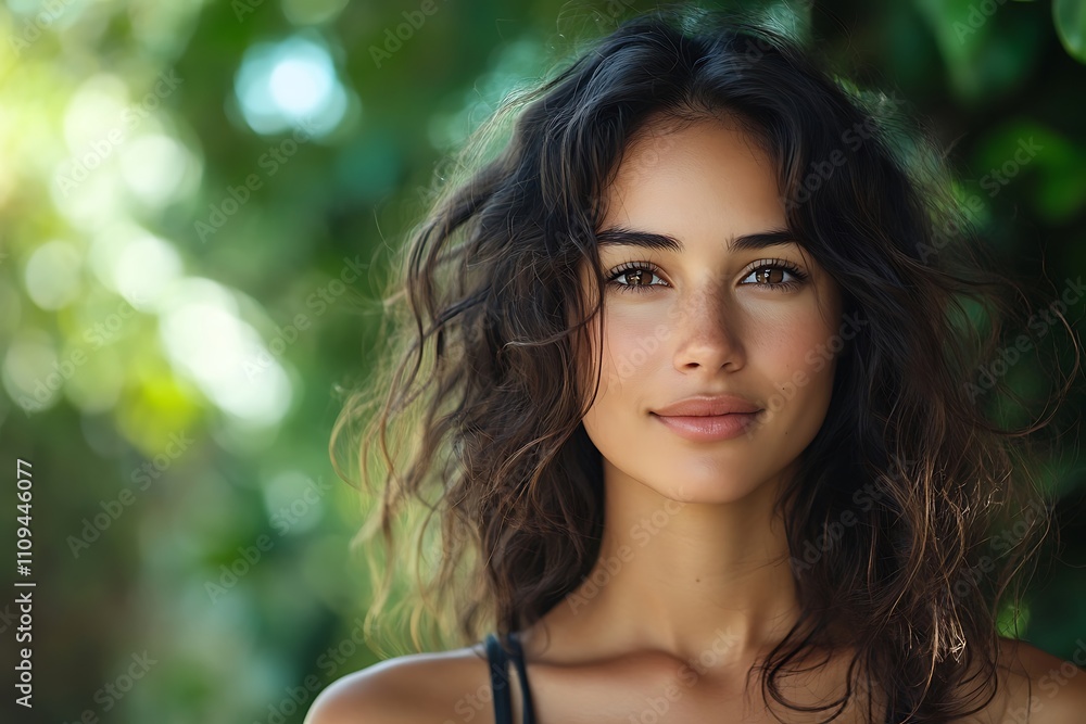 Young Model with Healthy Glow, Natural Makeup, Bokeh Background Young Model with Healthy Glow, Natural Makeup, Bokeh Background