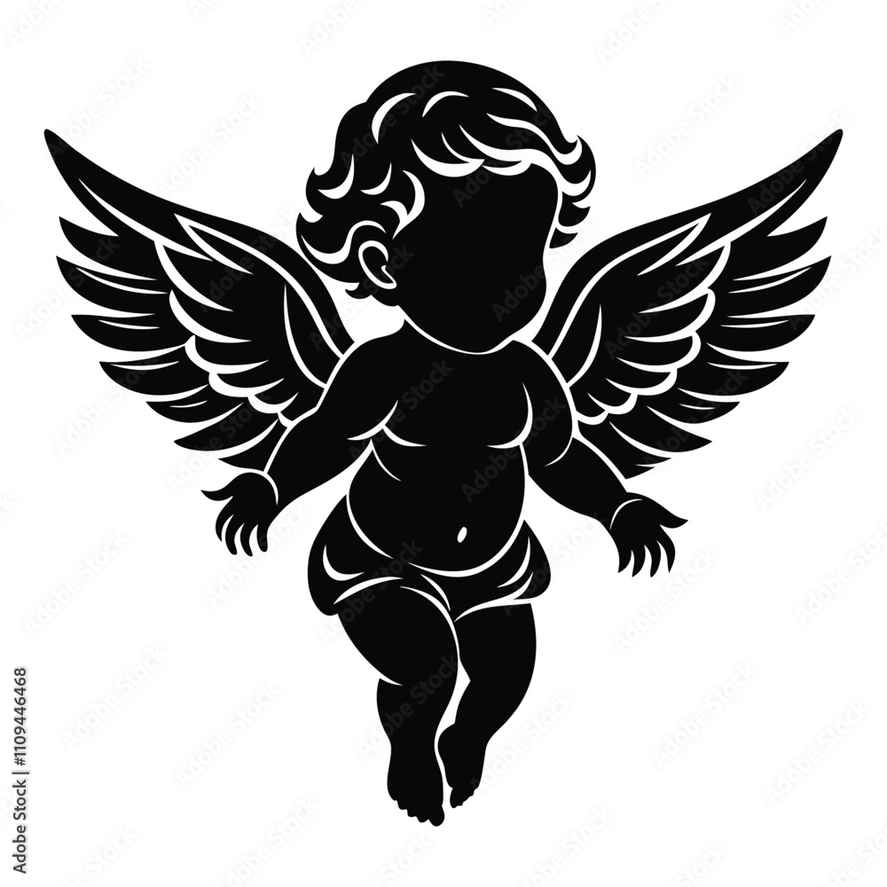 Obraz premium baby angel silhouette vector illustration