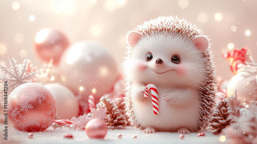 Obraz premium Hedgehog enjoying holiday cheer festive setting pet photography cozy environment close-up exotic pet concept