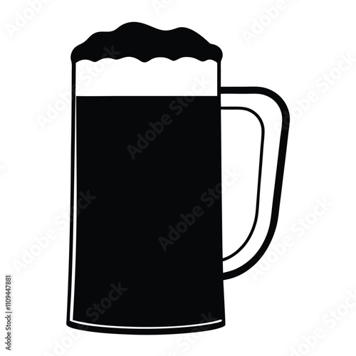 A black mug with foam on top. The mug is empty