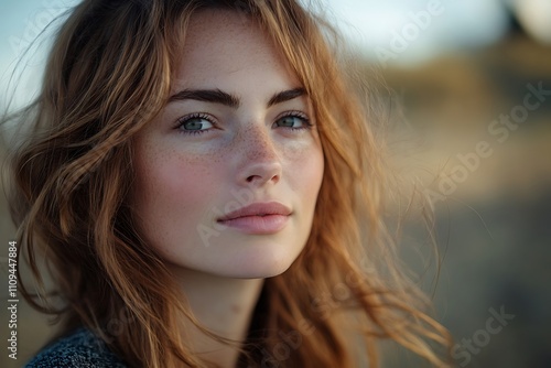 Young Woman Freckles Outdoor Glow Casual Portrait