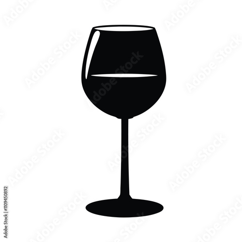 A wine glass is shown with a full glass of wine in it. The wine glass is tall and slender with a stem