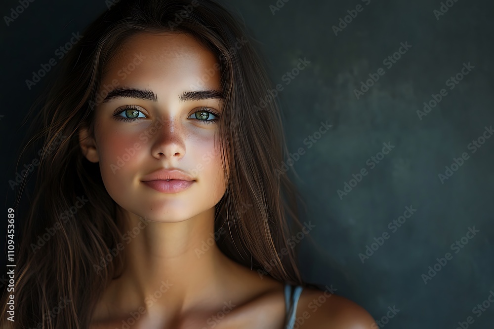 Youthful Asian Woman Subtle Makeup Clear Skin Neck Background Youthful Asian Woman Subtle Makeup Clear Skin Neck Background