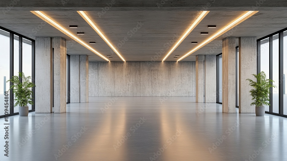 Naklejka premium A large room with a lot of light and wooden elements