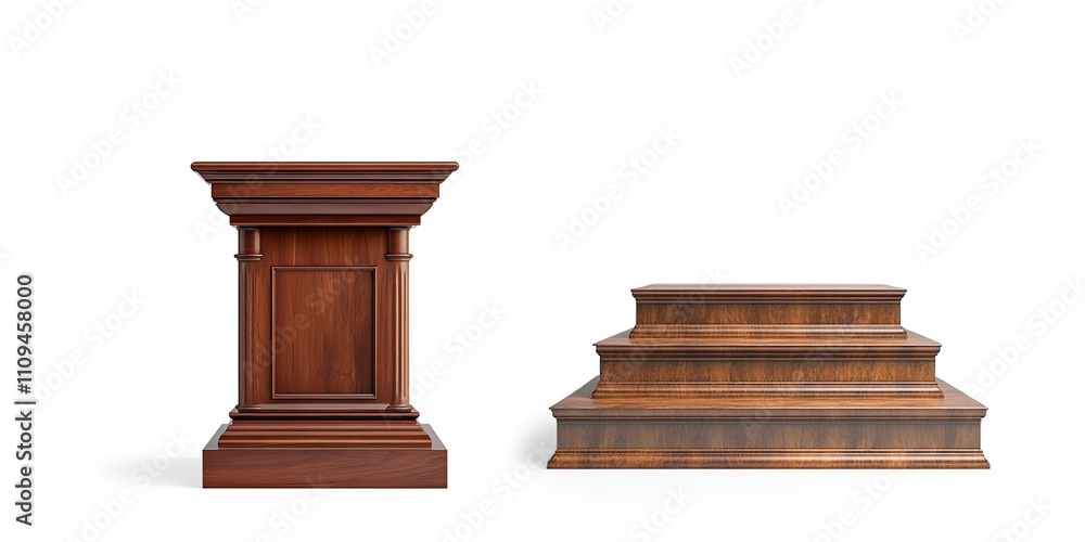Wooden Podium with Three Steps for Presentations on a Transparent Background Wooden Podium with Three Steps for Presentations on a Transparent Background