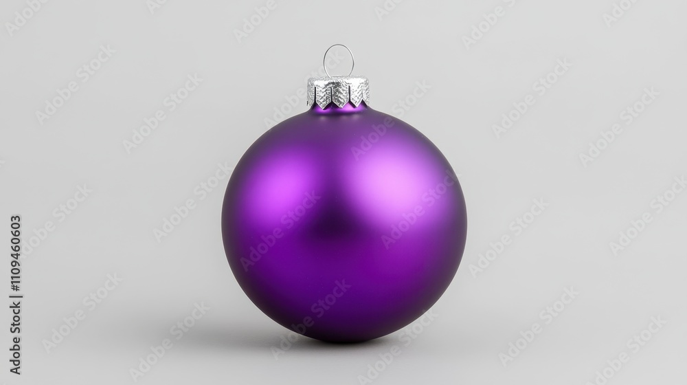 Shiny Purple Christmas Ornament Isolated on Gray Background Shiny Purple Christmas Ornament Isolated on Gray Background