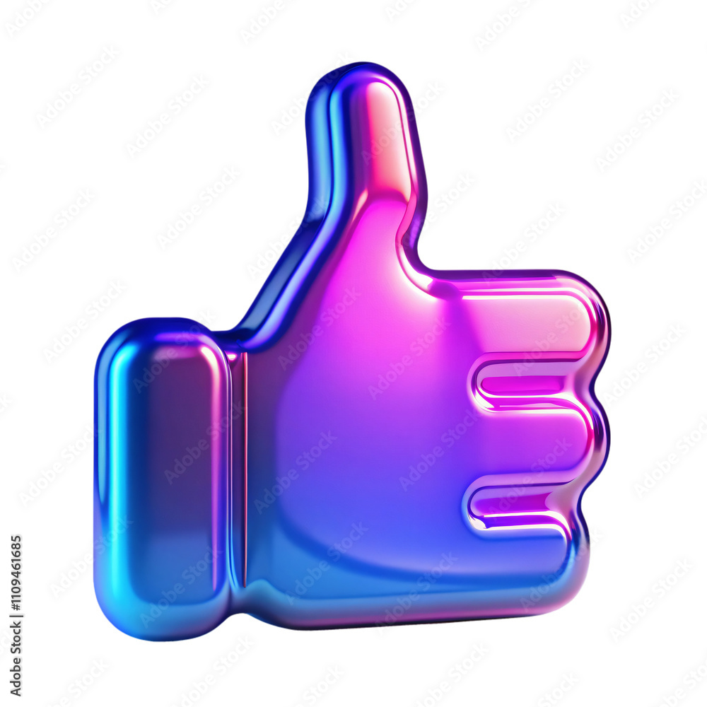 3D thumb up symbol featuring blue, pink, and purple pastel gradient colors, and a slightly iridescent, reflective surface on a transparent background 3D thumb up symbol featuring blue, pink, and purple pastel gradient colors, and a slightly iridescent, reflective surface on a transparent background