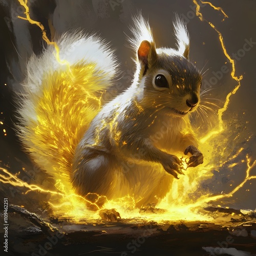 Powerful Golden Squirrel Mythical Creature Fantasy Art